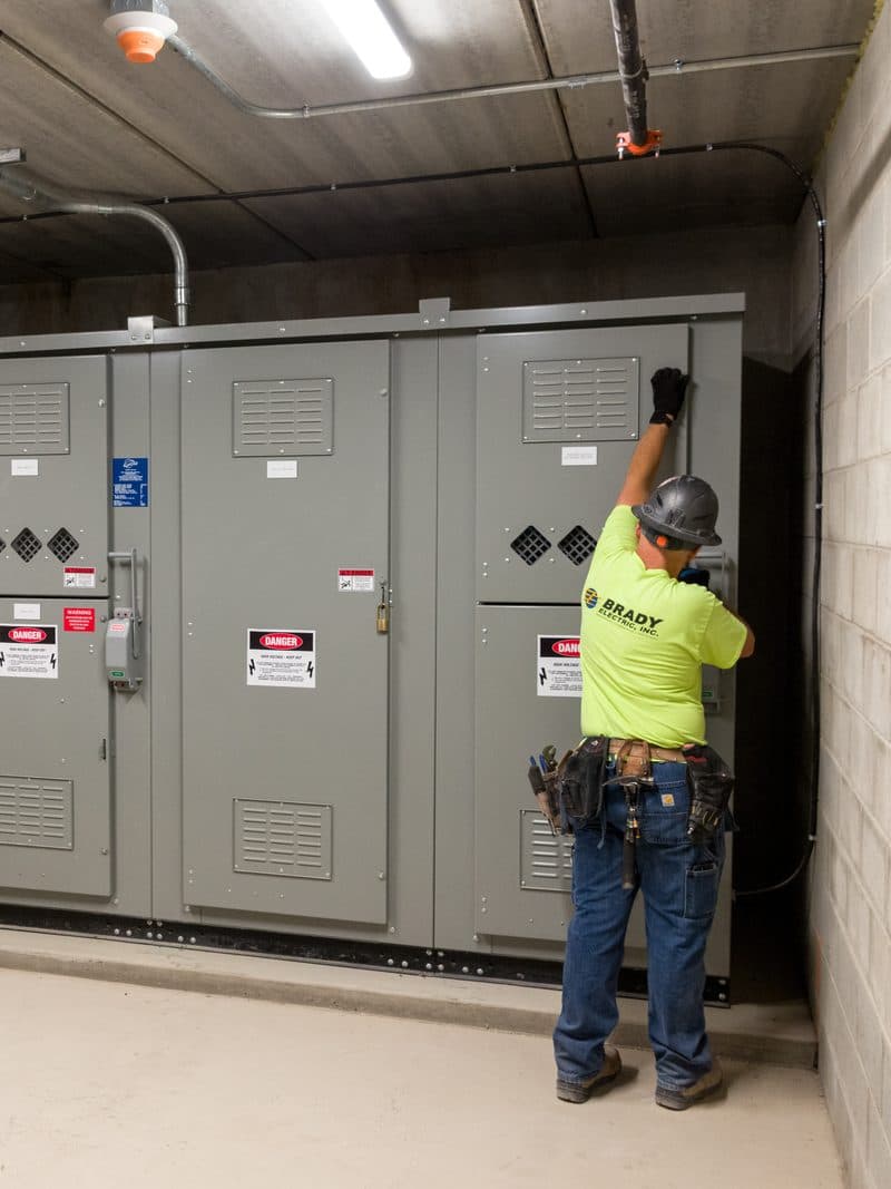 Brady electrician at industrial switchgear